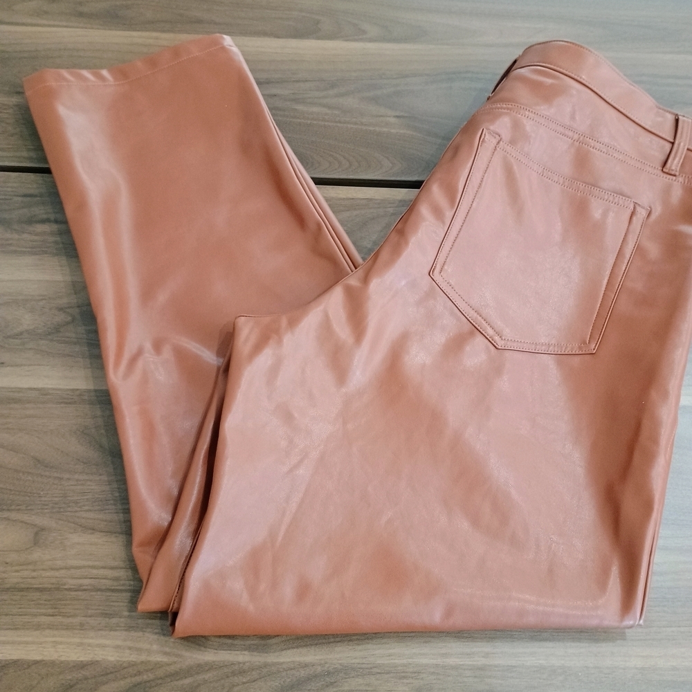 Abercrombie & Fitch Women's Brown Straight Like Leather Leg Pants